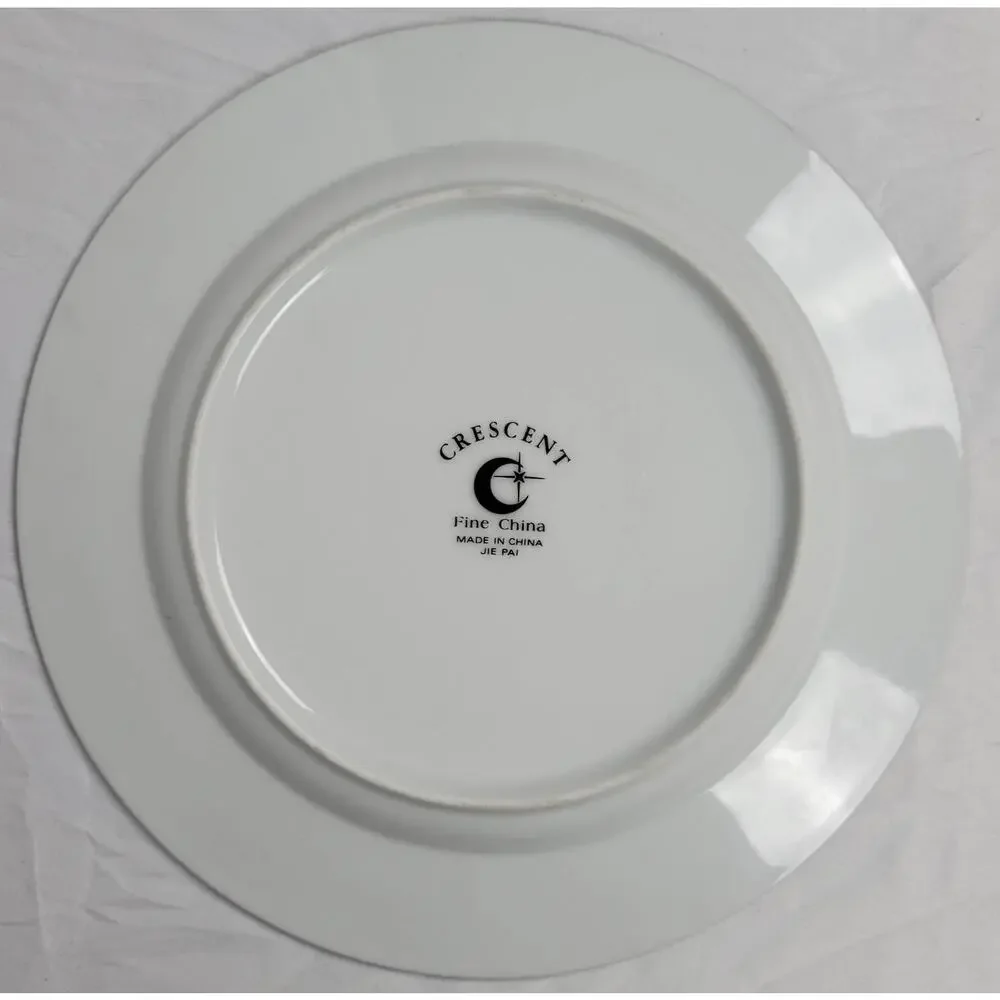 Crescent Fine China Jie Pai Dinner Plate Painted Golden Flowers and Accents